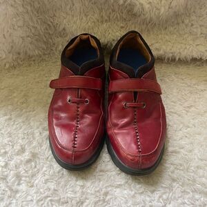 Dr Comfort Delight  leather Red shoes hook & loop adjustable Velcro strap SZ11W